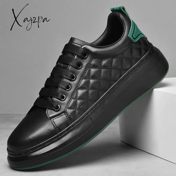 Xajzpa - Men Genuine Leather Casual White Shoes Mens Spring Slip On Lazy Shoe Fashion Breathable